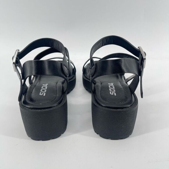 SODA Account Girls Black Platform Sandals Size 3 Y2K Chunky Heel Open Toe Shoes - Picture 7 of 13